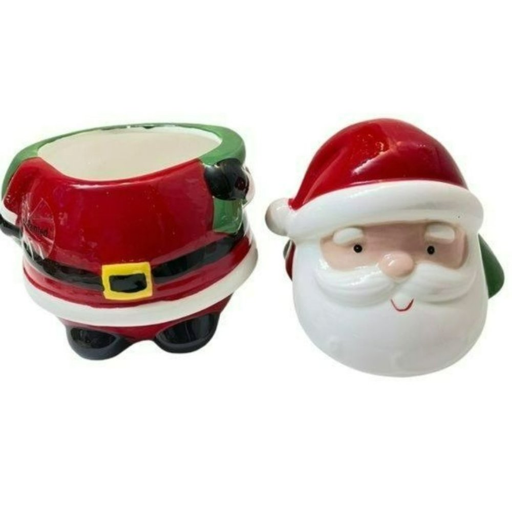 Holiday Time Ceramic Santa Cookie Jar Christmas Holiday Decor 6.5in‎